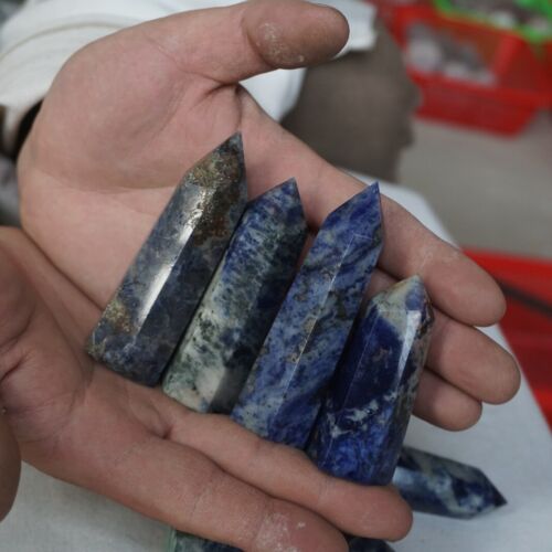 2kg 4.4LB 24Pcs Natural Blue Sodalite Crystal Point Tower Obelisk Polished Healing