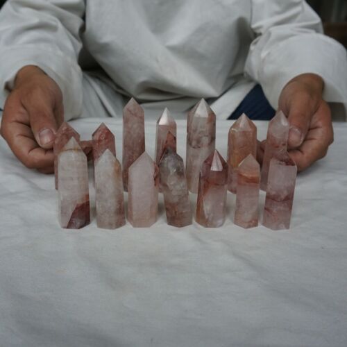 2kg 4.4LB 20-24Pcs Natural Red Hematoid Quartz Crystal Gem Stone Point Tower Healing