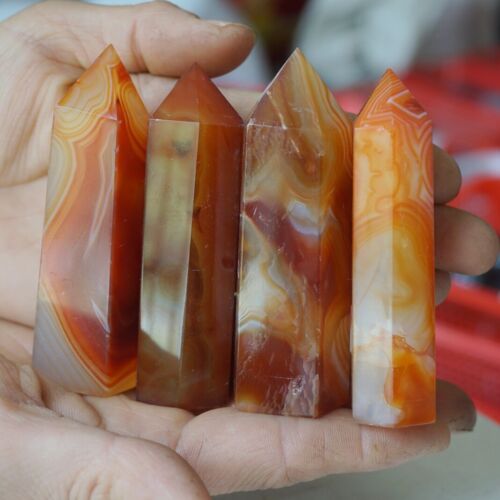 4.4LB 2KG 22Pcs Natural Red Carnelian Agate Crystal Point Tower Polished Healing