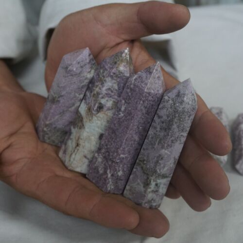 2KG 20Pcs 4.4LB Natural Purple Mica Lepidolite Crystal Point Tower Healing Africa .