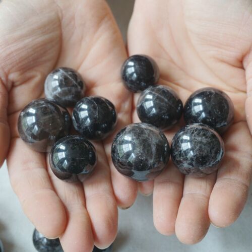 2.2LB 50Pcs Natural Black Dark Smoke Quartz Crystal Sphere Ball Polished Healing