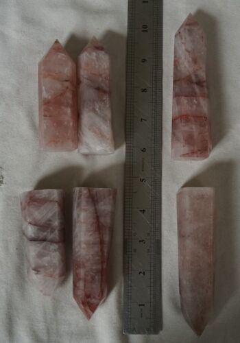 2kg 4.4LB 12Pcs Natural Red Hematoid Quartz Crystal Gem Stone Point Tower Healing