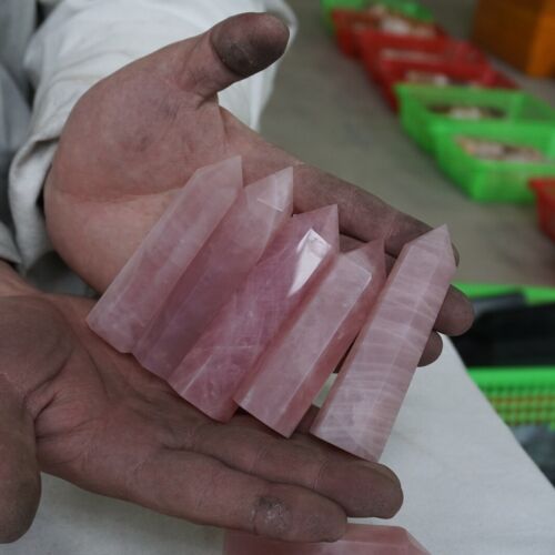 2KG 4.4LB 24Pcs Natural Nice Pink Rose Quartz Crystal Point Tower Polished Healing