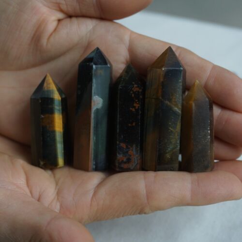 2KG 4.4LB 78Pcs Smaller Natural Blue Yellow Tiger Eye Quartz Crystal Point Tower Healing