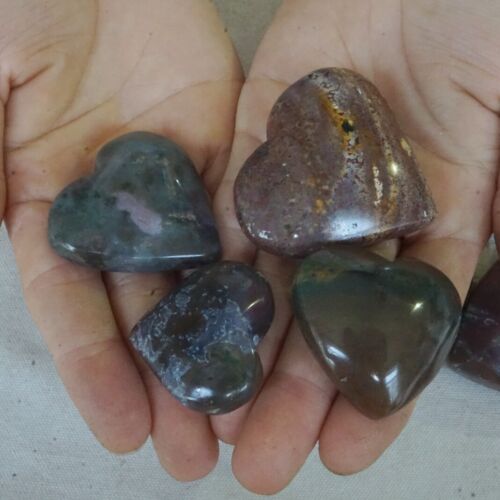 2KG 4.4LB 50Pcs Natural Ocean Jasper Onyx Quartz Crystal Love Heart Healing Bulk