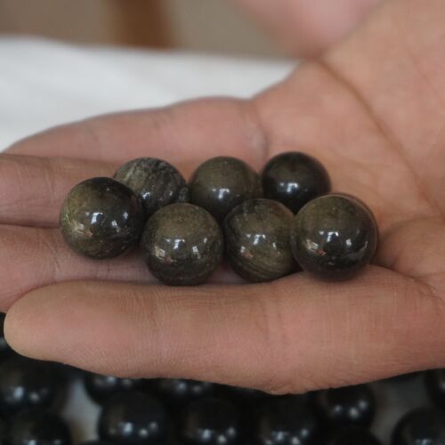 1KG 250Pcs Tiny Natural Cat Eye Obsidian Crystal Sphere Ball Healing 13-16mm