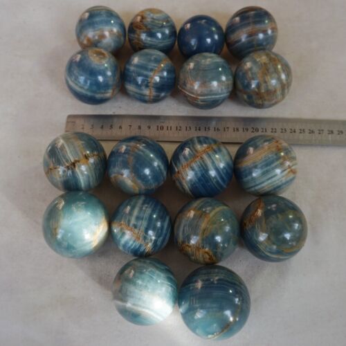 5KG 11LB 18Pcs Natural Blue Onyx Calcite Crystal Sphere Ball Energy Stone Healing Whloesales Lot