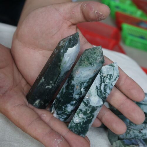 2kg 4.4LB 28Pcs Natural Moss Agate Carnelian Quartz Crystal Point Tower Healing