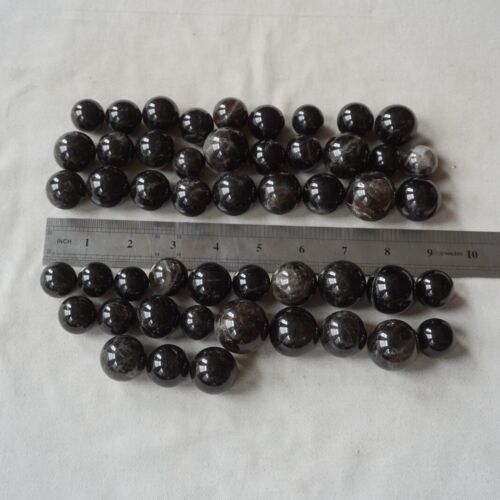 2.2LB 50Pcs Natural Black Dark Smoke Quartz Crystal Sphere Ball Polished Healing