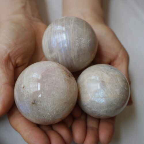 5KG 11LB 18Pcs Natural Blue Rainbow Moonstone Belomorite Crystal Sphere Ball Healing