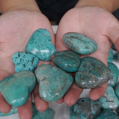 5KG 11LB 58Pcs Natural Green Amazonite Quartz Crystal Heart Palm stone Healing