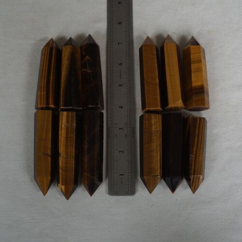 24Pcs 2KG 4.4LB Natural Yellow Tiger Eye Quartz Crystal Point Tower Polished Healing