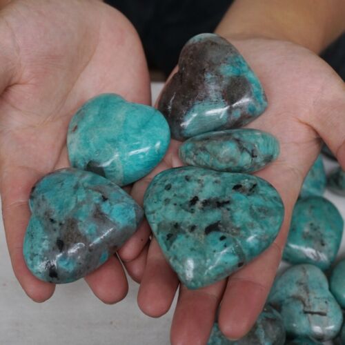 5KG 11LB 58Pcs Natural Green Amazonite Quartz Crystal Heart Palm stone Healing