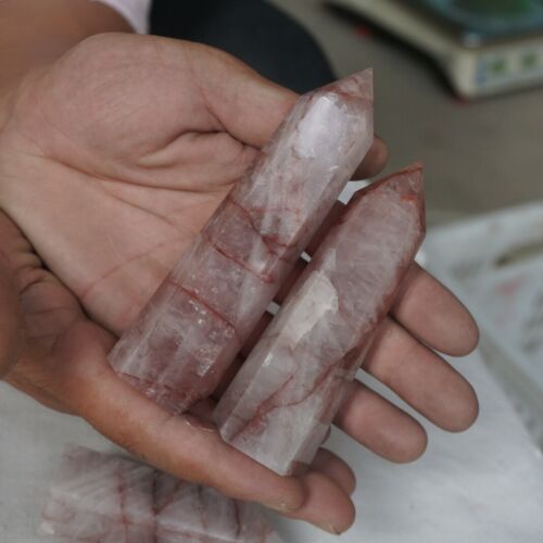 2kg 4.4LB 12Pcs Natural Red Hematoid Quartz Crystal Gem Stone Point Tower Healing