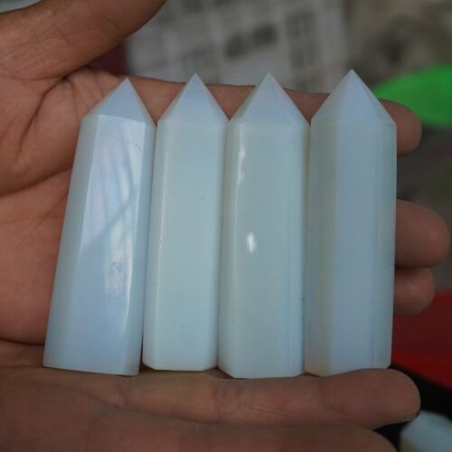 9LB 60Pcs White Manmade Opal Crystal Gem Stone Point Tower Healing Angel Skin