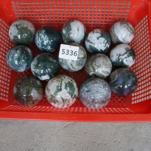 5KG 11LB 14Pcs Natural Moss Agate Carnelian Quartz Crystal Geode Sphere Ball Healing