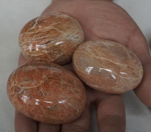 2kg  4.4LB 20Pcs Natural Orange Moonstone Crystal Palm Stones Healing Madagascar Bulk