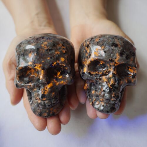 5.3KG 11.7LB 10 Yooperlite Fire Stone Crystal Skull Flashing Flame Under Ultraviolet