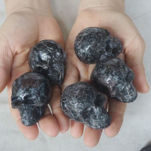 4.2LB 20Pcs 1.9kg Astrophylite Garnet Blue Flashes Crystal Skull Carving Head Healing 5cm