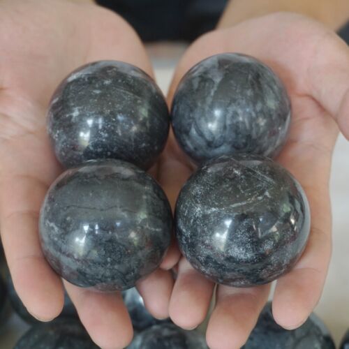 5kg 11LB 25Pcs Natural Black Flower of Fog Jasper Quartz Crystal Sphere Ball Healing