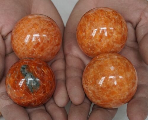 2KG 4.4LB 8-9Pcs Natural Sunstone Quartz Crystal Sphere Ball Polished Healing Brazil