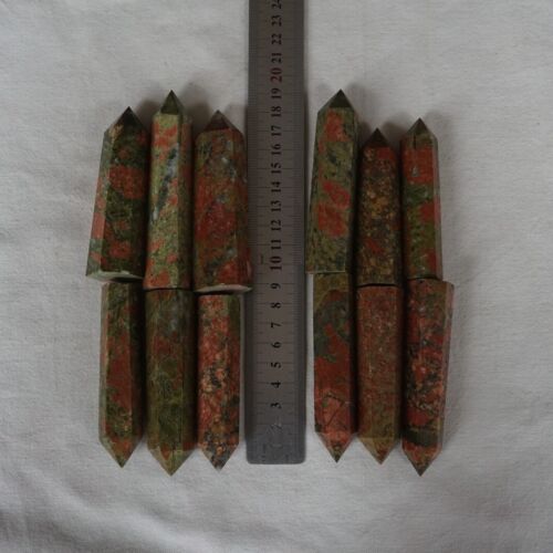 2kg 24Pcs 4.4LB Natural Unakite Epidote Jasper Crystal Reiki Wicca Point Tower Healing