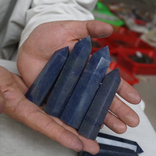 2KG 20 Pieces Natural Blue Aventurine Jasper Crystal Obelisk Point Tower Healing