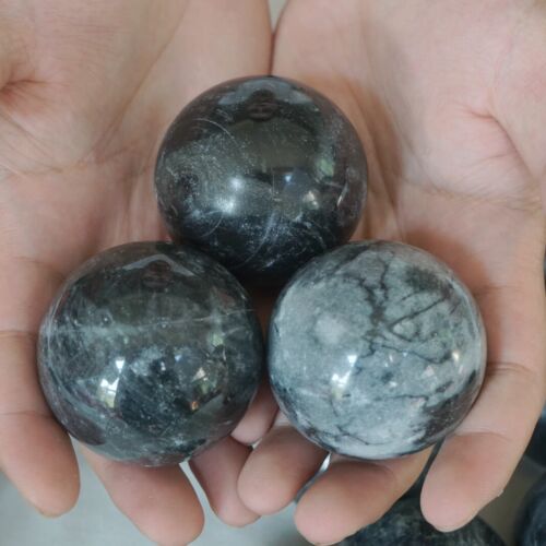 5kg 11LB 25Pcs Natural Black Flower of Fog Jasper Quartz Crystal Sphere Ball Healing