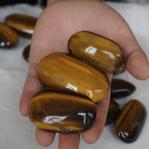 2KG 4.4LB 28Pcs Natural Tiger Eye Quartz Crystal Palm Stones Tumbled Healing