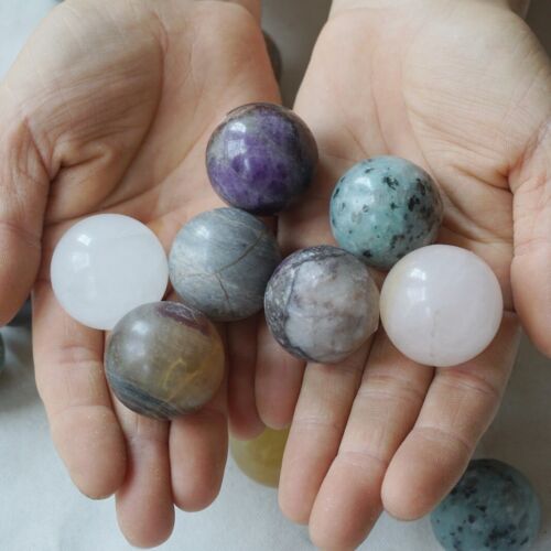 2Kg 4.4LB 54Pcs Natural Quartz Crystal Jasper Sphere Ball Mixed Stone Tumble Healing 3cm