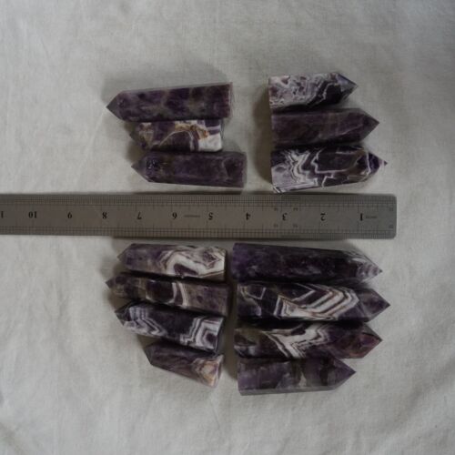 28Pcs 2kg 4.4LB Natural Phantom Chevron Amethyst Quartz Crystal Point Tower Healing