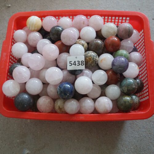 5Kg 56Pcs Natural Quartz Crystal Jasper Sphere Ball Mixed Stone Tumbles Healing 35-40cm