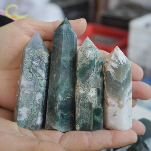 4.5KG 10LB 80Pcs Natural Moss Agate Carnelian Quartz Crystal Geode Tower Healing