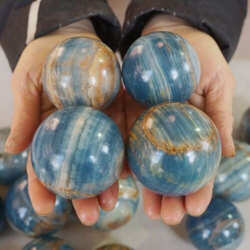 5KG 11LB 18Pcs Natural Blue Onyx Calcite Crystal Sphere Ball Energy Stone Healing Whloesales Lot