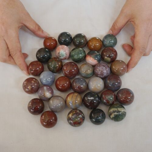 1KG 2.2LB 33Pcs Natural Ocean Jasper Onyx Quartz Crystal Sphere Ball Healing 26-29mm