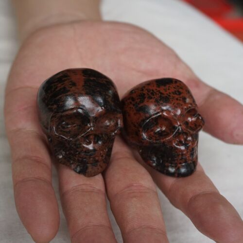 20Pcs 3.4LB Natural Mahogany Obsidian Quartz Crystal Skull Carving Head Healing