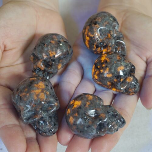 2.4LB 20Pcs Small Yooperlite Fire Stone Crystal Skull Flashing Flame Under UV