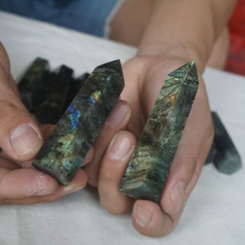 2kg 4.4LB 28Pcs Natural Rainbow Labradorite Crystal Point Tower Polished Healing