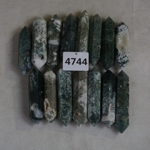 2KG 30Pcs 4.4lb Natural Moss Agate Carnelian Quartz Crystal Double Point Wand Healing