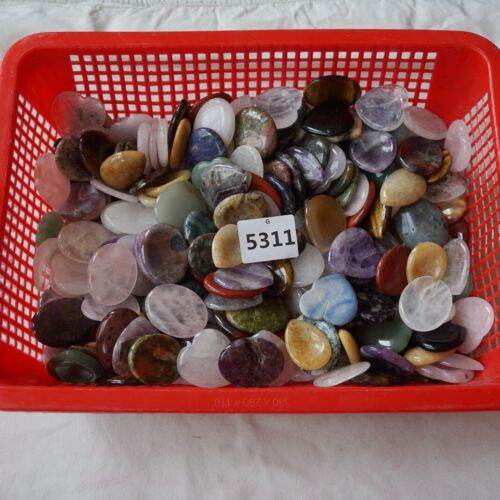 2KG 4.4LB 100Pcs Cute Quartz Crystal Jasper Decompression Mixed Worry Stones Healing