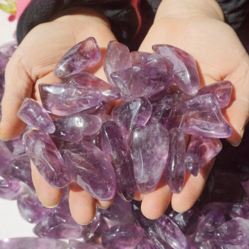 11LB 270Pcs Raw Natural Purple Amethyst Quartz Crystal Tumbled Healing Bulk