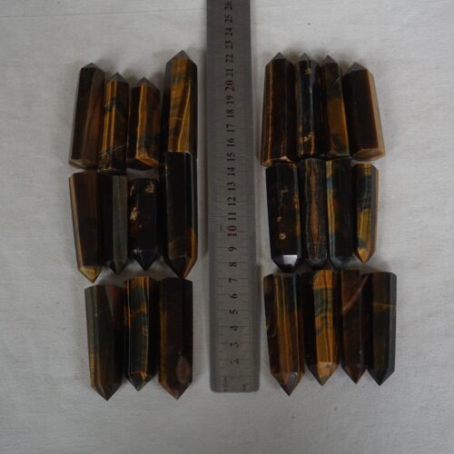 2KG 4.4LB 46Pcs Natural Blue Yellow Tiger Eye Quartz Crystal Point Tower Healing