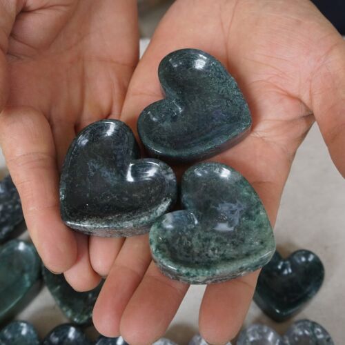 1KG 2.2LB 17Pcs Natural Moss Agate Carnelian Quartz Crystal Heart Palm Bowl Healing