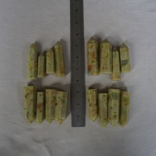 24 Pieces 2kg Natural Yellow Jade Crystal Tower Point Obelisk Polished Healing Wholesale Lot