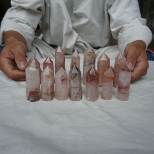 2kg 4.4LB 20-24Pcs Natural Red Hematoid Quartz Crystal Gem Stone Point Tower Healing