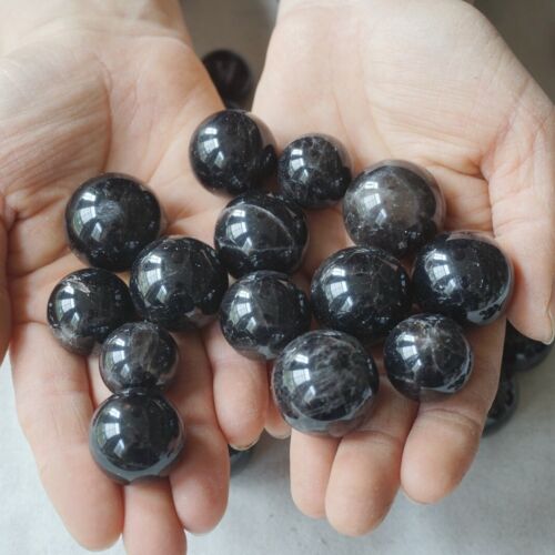 2.2LB 50Pcs Natural Black Dark Smoke Quartz Crystal Sphere Ball Polished Healing