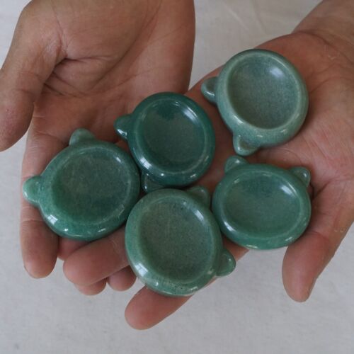 20Pcs 2.4LB Green Aventurine Jasper Crystal Thumb Bowl Decompression Stone Bulk