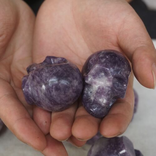 20Pcs 1.9KG 2" Natural Purple Mica Lepidolite Crystal Skull Carving Healing Africa Bulk