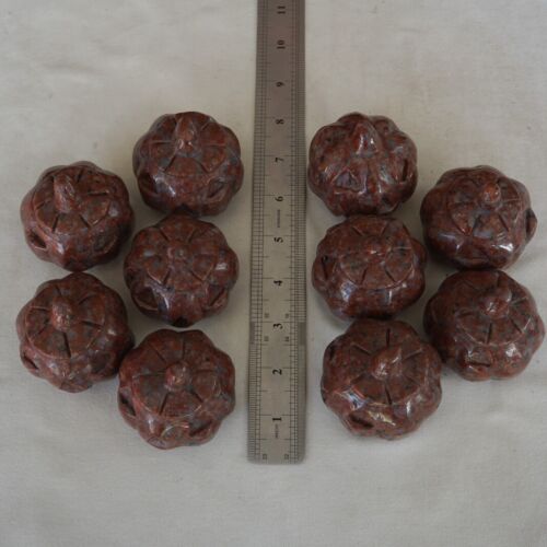 5.5LB 10Pcs Natural Red Katophorite Jasper Crystal Carving Pumpkin Lantern Healing Whloesales