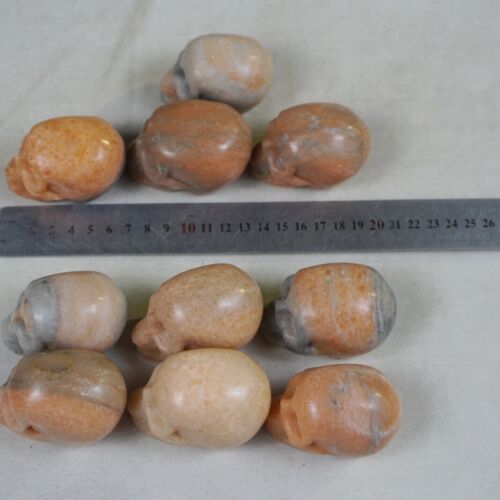 20Pcs 8.2LB 3.8KG Natural Sunstone Quartz Crystal Skull Carving Head Sculpture Healing